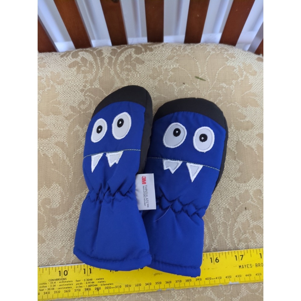Cute Blue Monster 3m Thinsulate Winter Gloves Toddler Size